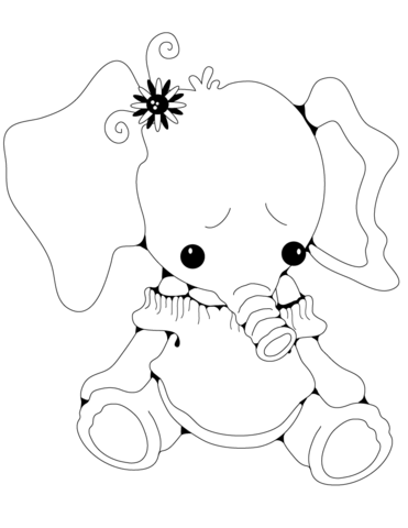 Stuffed Elephant Girl Coloring Page